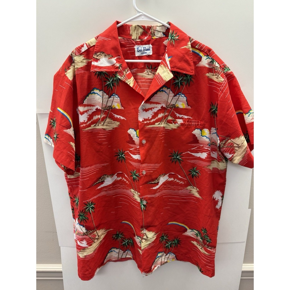 Vintage Rai Nani Red Hawaiian Aloha Shirt XXL Mens Button Up Multicolor